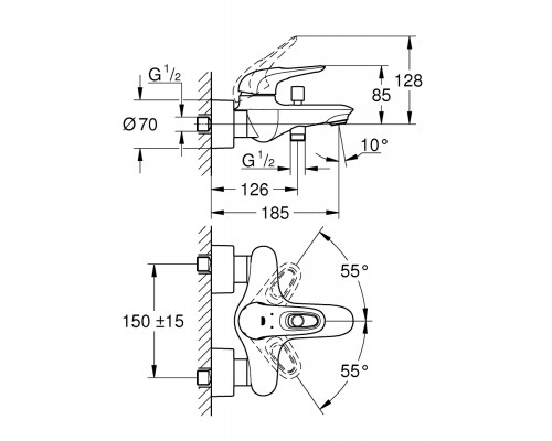 Смеситель Grohe Eurostyle 33591003 для ванны и душа