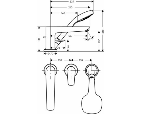 Смеситель Hansgrohe Talis E 71730000 для ванны