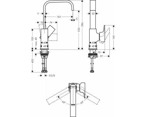 Смеситель Hansgrohe Metropol 32511140 для раковины, шлифованная бронза