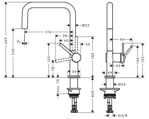 Кухонный смеситель Hansgrohe Talis M54, 72806800, под сталь