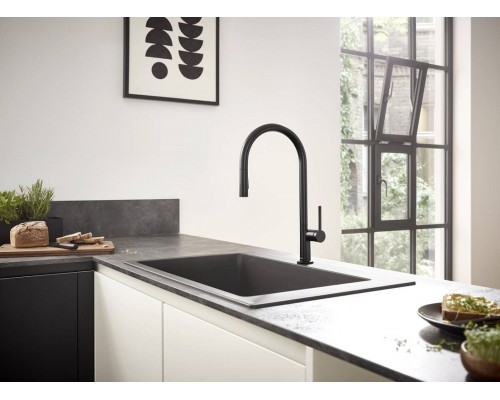 Кухонный смеситель Hansgrohe Talis M54, 72801670, с вытяжным изливом, 2 режима струи, sBox, чёрный матовый