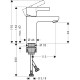 Смеситель для раковины Hansgrohe Metris S, без донного клапана, хром глянцевый, 31068000