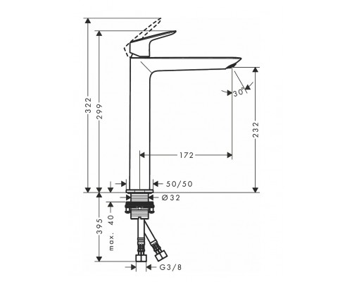 Смеситель Hansgrohe Logis Fine для раковины 240, без донного клапана, хром, 71258000