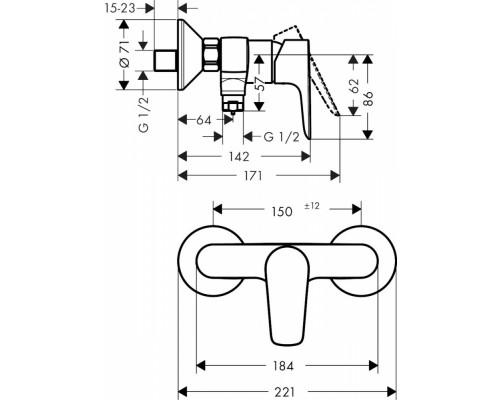 Смеситель Hansgrohe Talis E 71760670 для душа, черный матовый