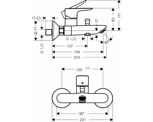 Смеситель для ванны Hansgrohe Talis E 71740340, черный хром