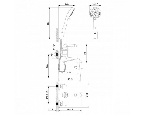 Смеситель для ванны и душа Iddis Oxford OXFSB02i02, хром/белый, с душевым гарнитуром