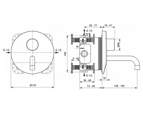 Смеситель Ideal Standard Ceraplus термостатический для раковины, хром, A6149AA