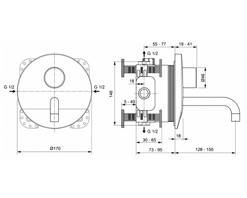 Смеситель Ideal Standard Ceraplus термостатический для раковины, хром, A6150AA