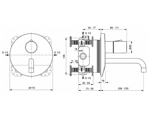 Смеситель Ideal Standard Ceraplus термостатический для раковины, хром, A6152AA