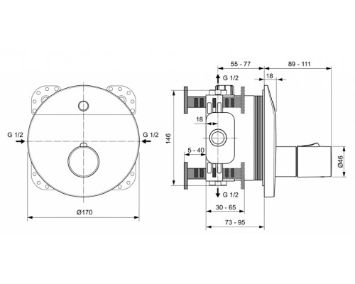 Смеситель Ideal Standard Ceraplus термостатический для душа, хром, A6155AA