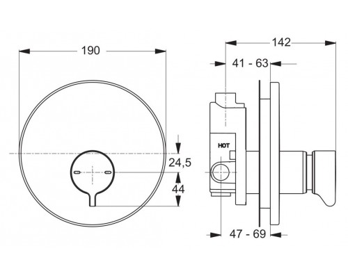 Смеситель Ideal Standard Ceraplus встраиваемый для душа, хром, B8299AA