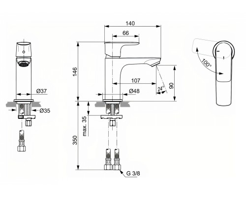 Смеситель Ideal Standard Connect Air для раковины, хром, A7011AA