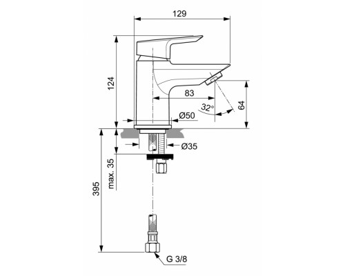 Смеситель Ideal Standard Tesi Piccolo для раковины, хром, A6568AA