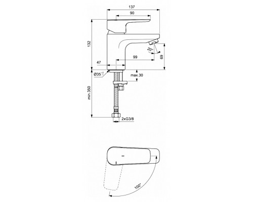 Смеситель Ideal Standard Ceraplan III Slim для раковины, хром, BC565AA