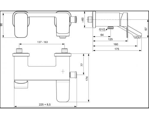 Смеситель Ideal Standard Tonic II A6338AA для ванны