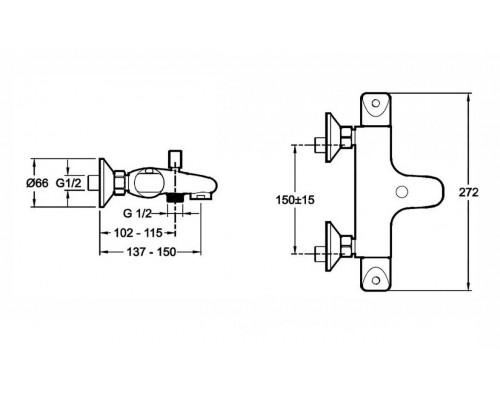 Смеситель Jacob Delafon Robust E75772-CP термостатический для ванны