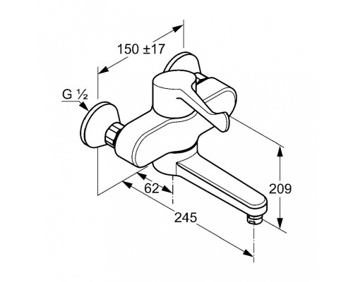 Смеситель Kludi Medi Care 3492 для раковины DN 15 (349200524/349210524)