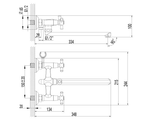 Смеситель Lemark Contour LM7451C универсальный для ванны и душа