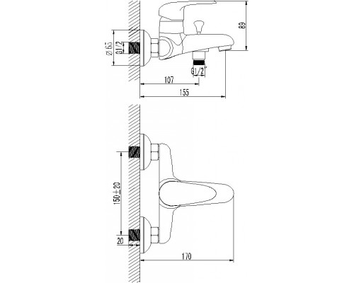 Смеситель Lemark Pramen LM3302C для ванны и душа