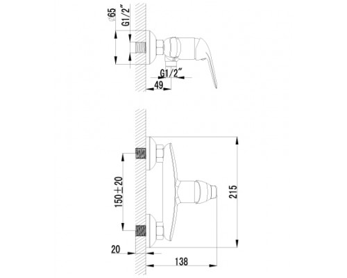 Смеситель Lemark plus Advance LM1203C для душа