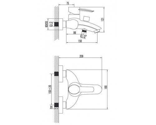 Смеситель Lemark Atlantiss LM3202C для ванны