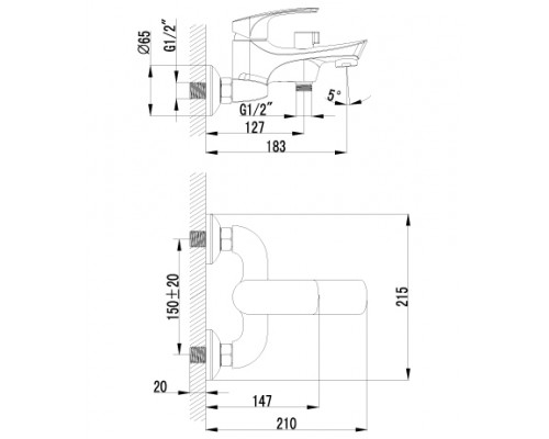 Смеситель Lemark plus Shape LM1712C для ванны и душа