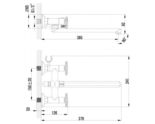 Смеситель Lemark plus Spirit LM1951C для ванны и душа