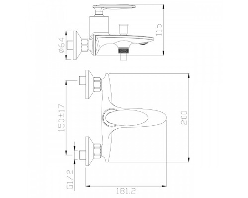 Смеситель для ванны и душа Rossinka RS30-31 с душевым гарнитуром
