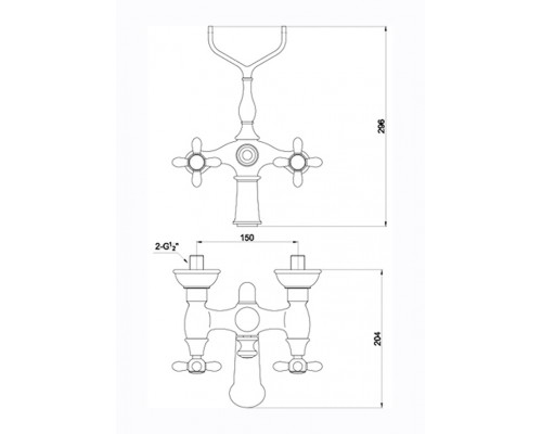 Смеситель для ванны и душа Timo Ritz 0144Y с душевым гарнитуром, хром