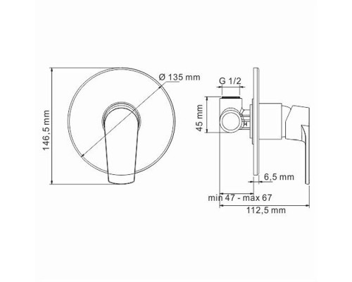 Комплект для биде скрытого монтажа WasserKRAFT A06157 шланг 120 см, хром