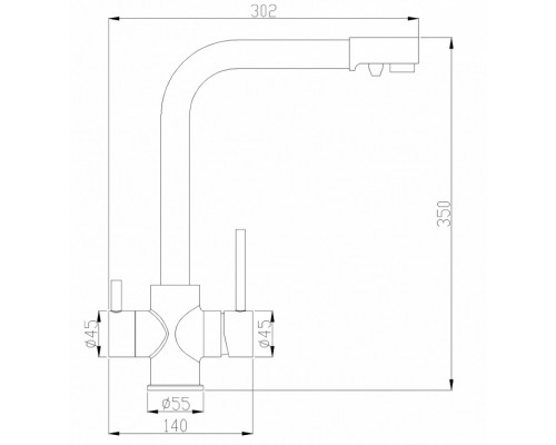 Смеситель Zorg Steel Hammer SH 552 CR для кухни под фильтр, хром