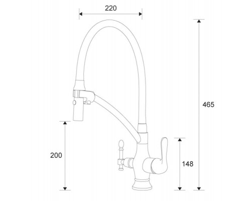 Смеситель Zorg Clean Water ZR 347-6 YF для кухни под фильтр, хром/черный