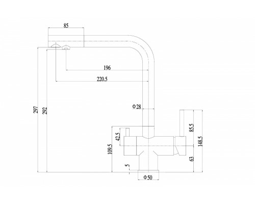 Смеситель Zorg Inox для кухни под фильтр, графит/бронза, SZR-7039 BR/GRAFIT