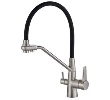 Смеситель Zorg Steel Hammer SH 903-6 SATIN для кухни под фильтр, сатин/черный
