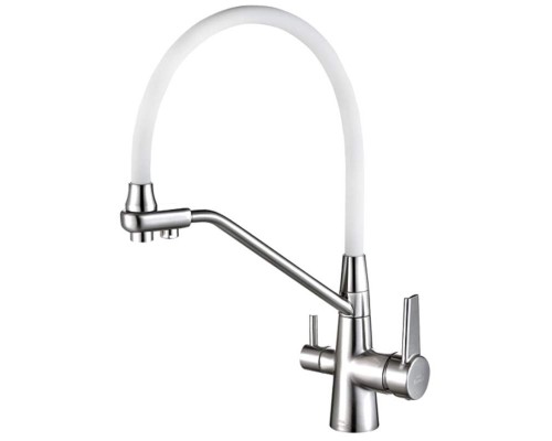 Смеситель Zorg Steel Hammer SH 903-8 CR для кухни под фильтр, хром/белый Смеситель Zorg Steel Hammer SH 903-8 CR для кухни под фильтр, хром/белый