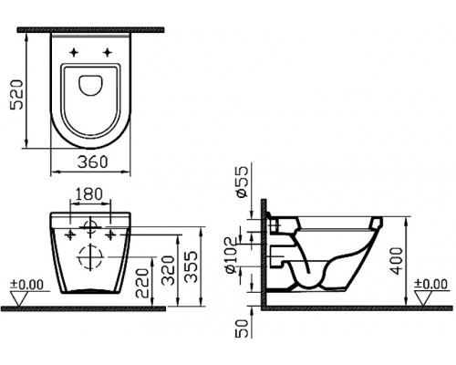 Инсталляция Am.Pm с унитазом Vitra S50 5318B003-0075, сиденье микролифт клавиша белая, комплект