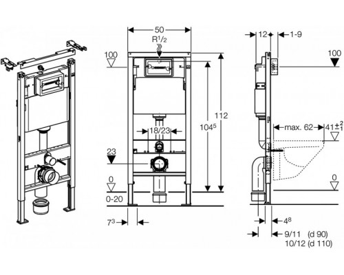 Инсталляция Geberit с безободковым унитазом AM.PM Spirit FlashClean C701700WH, с сиденьем микролифт, комплект   291793