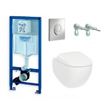 Инсталляция Grohe 38721001, с безободковым унитазом Am.Pm Sensation FlashClean C301700WH, сиденье микролифт, комплект