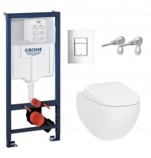 Инсталляция Grohe 38775001, с безободковым унитазом Am.Pm Sensation FlashClean C301700WH, сиденье микролифт, комплект