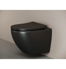 Подвесной безободковый унитаз Ceramica Nova Metropol Rimless черный матовый, сиденье микролифт, CN4002MB