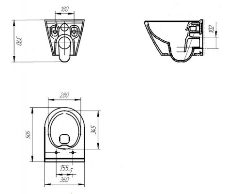 Подвесной безободковый унитаз Cersanit City Oval Clean On DPL EO slim, крышка-сиденье с микролифтом, белый, A63114