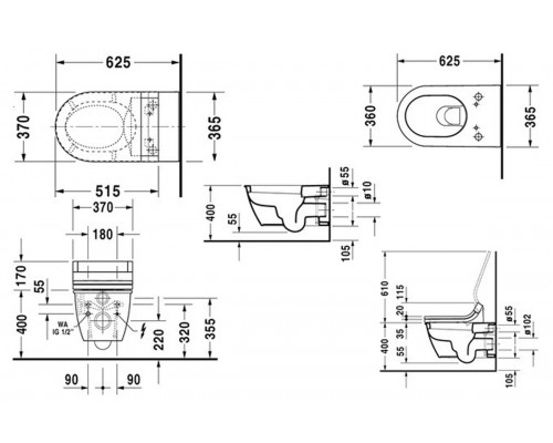 Подвесной унитаз Duravit Darling New 2544590000 37х62 см