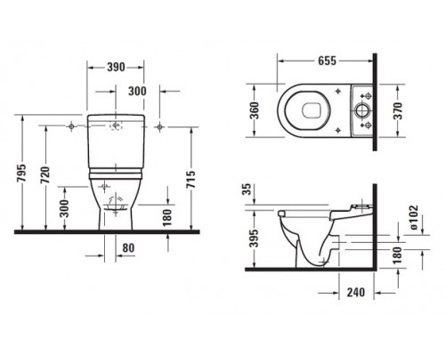 Напольный унитаз Duravit Starck 3 128090000, Vario