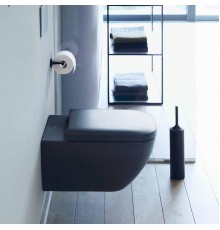 Подвесной унитаз Duravit Happy D.2 Plus 22220989001 36.5 x 54 см безободковый, с креплением Durafix, покрытие WG, цвет антрацит матовый