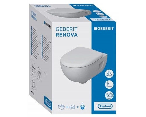 Инсталляция Geberit с безободковым унитазом Geberit Renova Compact, 500.103.DW.R, сиденье микролифт, комплект Идеальная пара