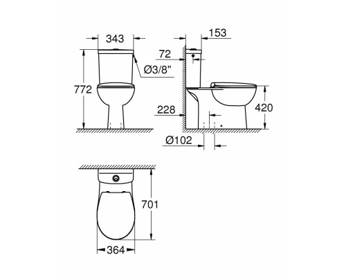 Напольный унитаз Grohe Bau Ceramic 39346000 с сиденьем микролифт, белый