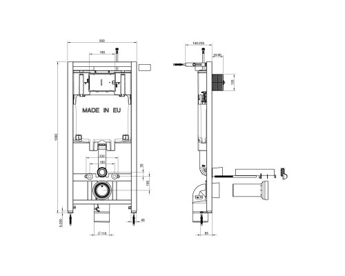 Инсталляция Jacob Delafon E29025-NF, с безободковым унитазом Gustavsberg Hygienic Flush 5G84HR01, сиденье микролифт, комплект