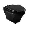 Подвесной унитаз Gustavsberg Estetic Hygienic Flush черный, безободковый, с сиденьем Soft Close, покрытие Ceramicplus GB1183300S0030