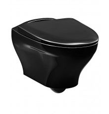 Подвесной унитаз Gustavsberg Estetic Hygienic Flush черный, безободковый, с сиденьем Soft Close, покрытие Ceramicplus GB1183300S0030