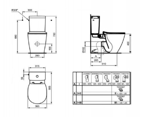 Напольный унитаз Ideal Standard Connect AquaBlade® E039701 с бачком E785601, безободковый